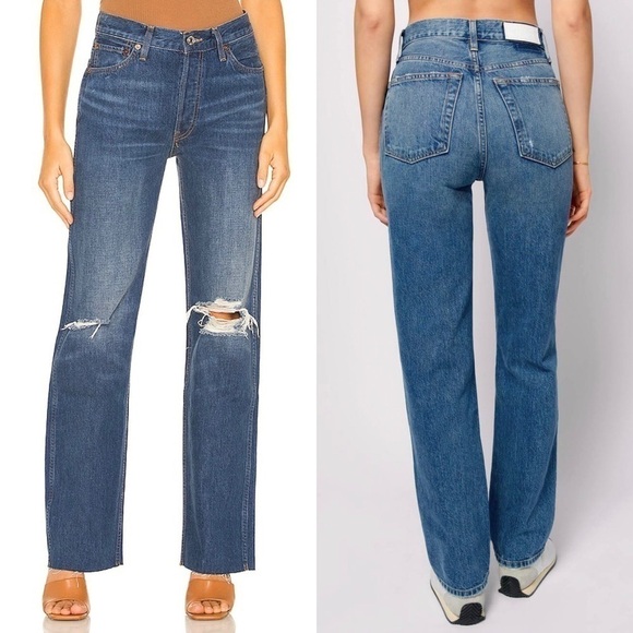 NWT RE/DONE 90s High Rise Distressed Denim Ripped Knee Straight Leg Jeans 26 - Picture 16 of 16